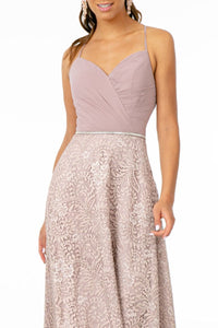 Long Pleated Sweetheart Dress with Lace Skirt by Elizabeth K GL2667 - Long Formal Dresses