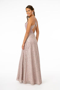 Long Pleated Sweetheart Dress with Lace Skirt by Elizabeth K GL2667 - Long Formal Dresses