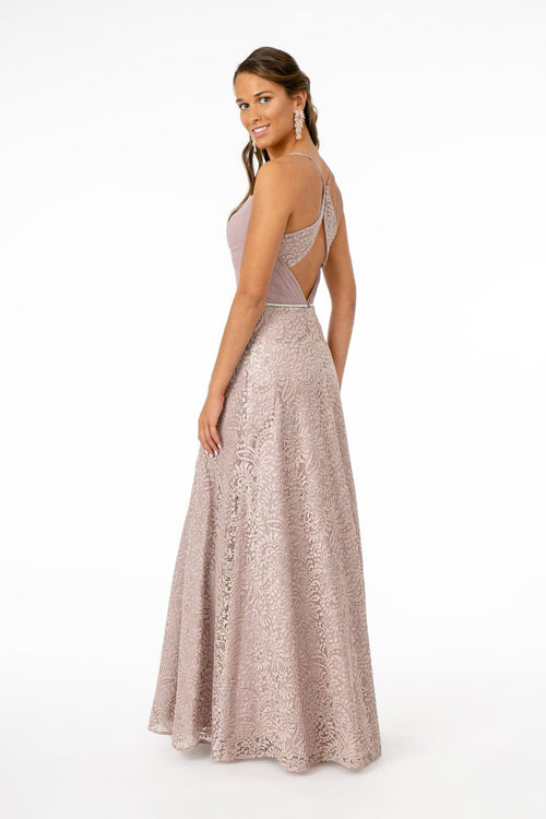 Long Pleated Sweetheart Dress with Lace Skirt by Elizabeth K GL2667 - Long Formal Dresses