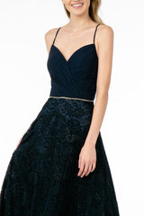 Long Pleated Sweetheart Dress with Lace Skirt by Elizabeth K GL2667 - Long Formal Dresses