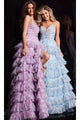 Long Print Ruffled A-Line Prom Dress: Jovani 36571 - Apparel & Accessories > Clothing > Dresses