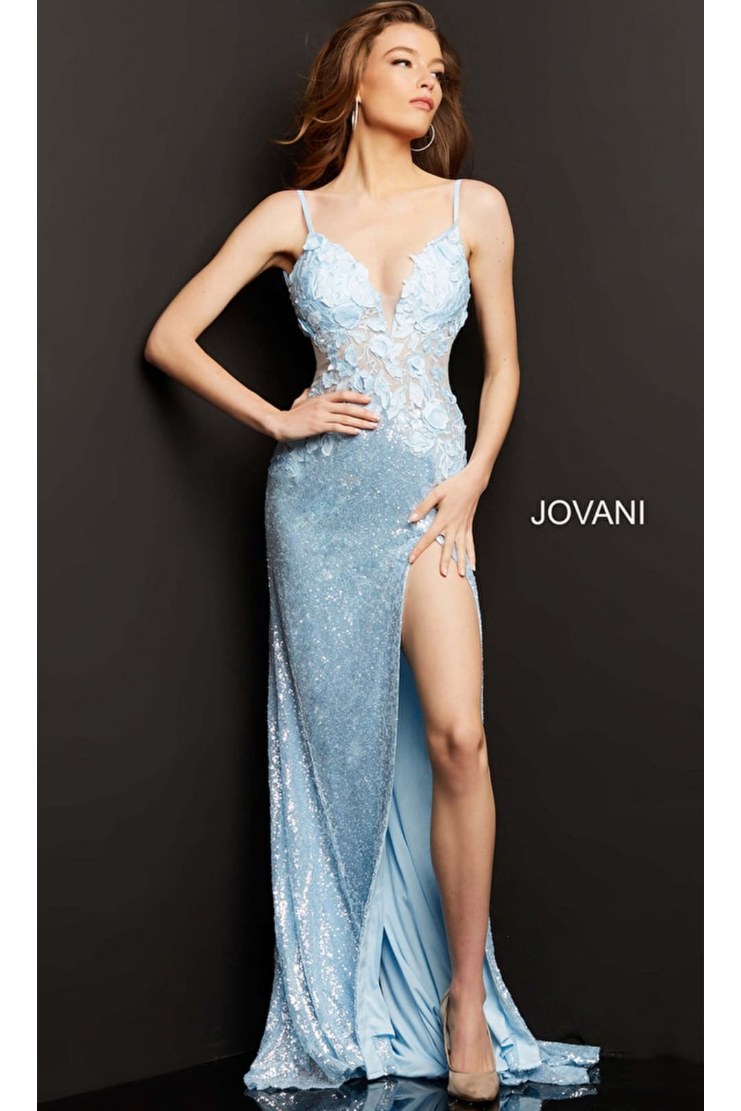 Long Prom Dress 06426 by Jovani - Light Blue / Prom