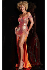 Long Prom Dress 34395 by Jovani - Orange/Neon Orange / Prom