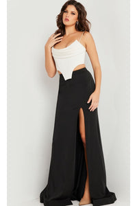 Long Prom Dress 37234 by Jovani - Off White/Black / Prom