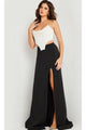 Long Prom Dress 37234 by Jovani - Off White/Black / Prom