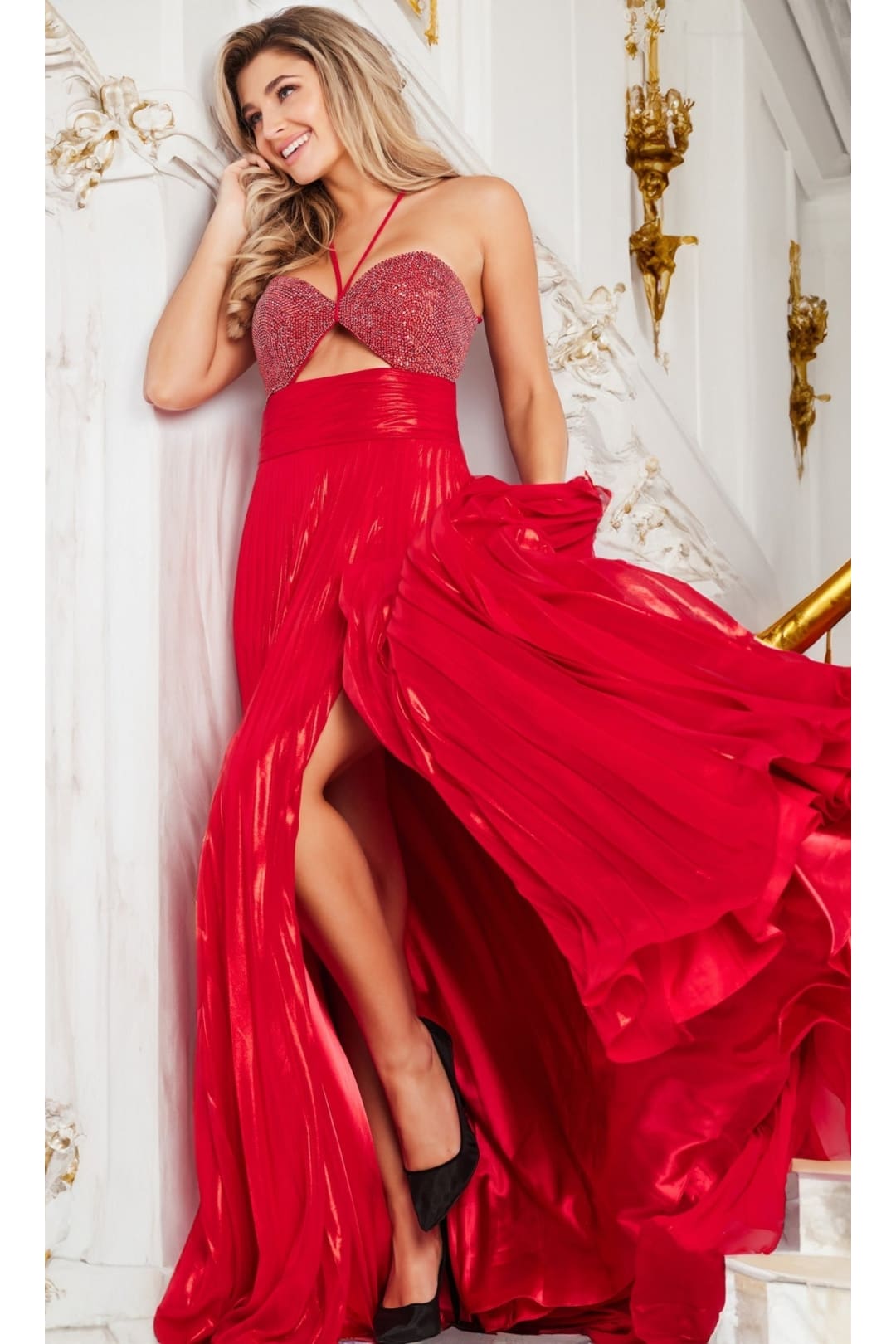 Long Prom Dress 37253 by Jovani - Red / Prom