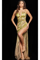 Long Prom Dress 37325 by Jovani - Nude/Lime / Prom