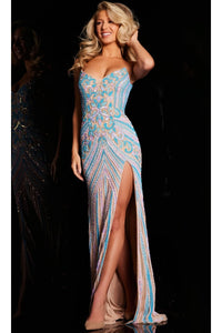 Long Prom Dress 38707 by Jovani - Nude/Multi / Prom