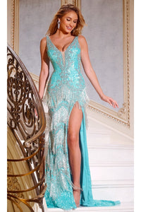 Long Prom Dress 38847 by Jovani - Blue/Silver / Prom