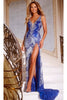 Long Prom Dress 38847 by Jovani - Royal/Silver / Prom