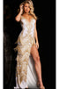 Long Prom Dress 38847 by Jovani - White/Gold / Prom