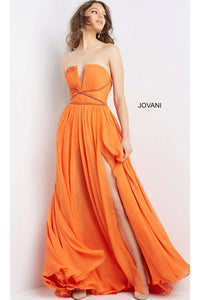 Long Prom Dress by Jovani 05971 - Orange / Prom