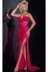 Long Prom Dress: Jovani 36684 - Burgundy / Prom