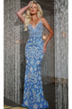 Long Prom Dress: Jovani 39097 - Blue/Silver / Prom