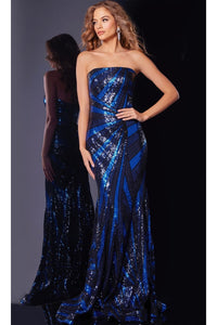 Long Prom Dress: Jovani 40765 - Navy/Royal / Prom