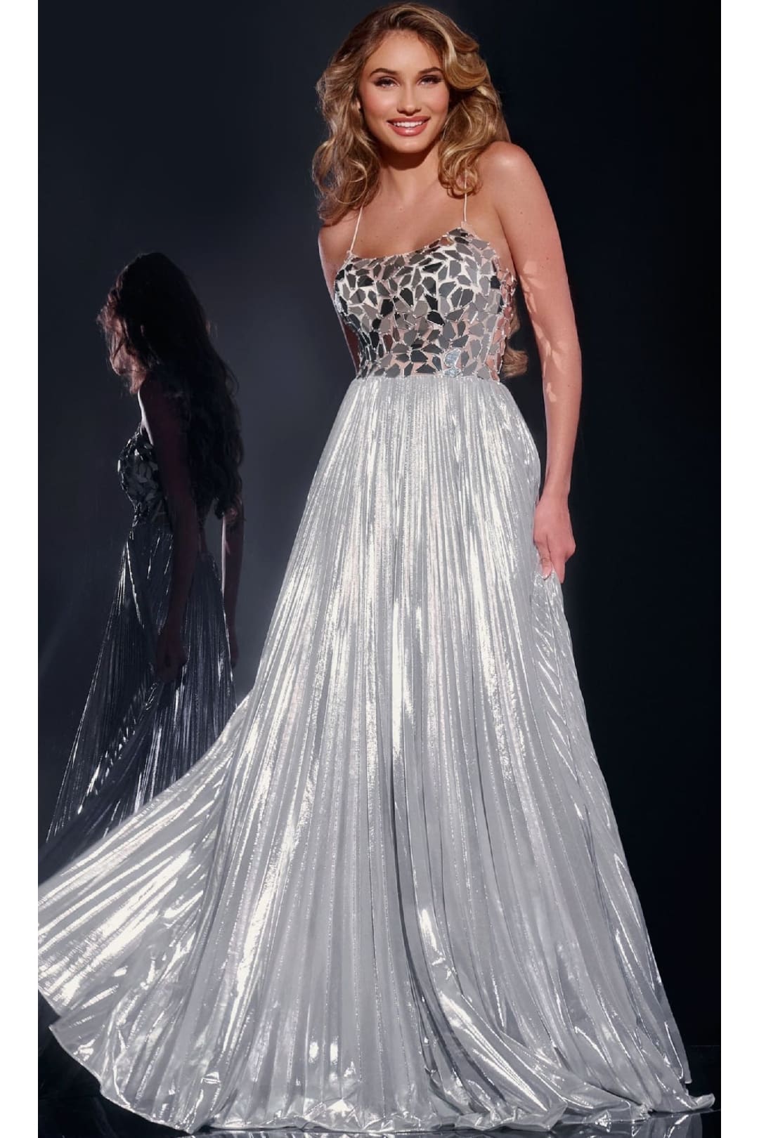 Long Prom Dress: Jovani 41117 - Silver / Prom