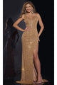 Long Prom Dress: Jovani 42024 - Gold / Prom