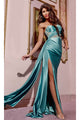 Long Prom Dress: Jovani 42210 - Grey/Green / Prom