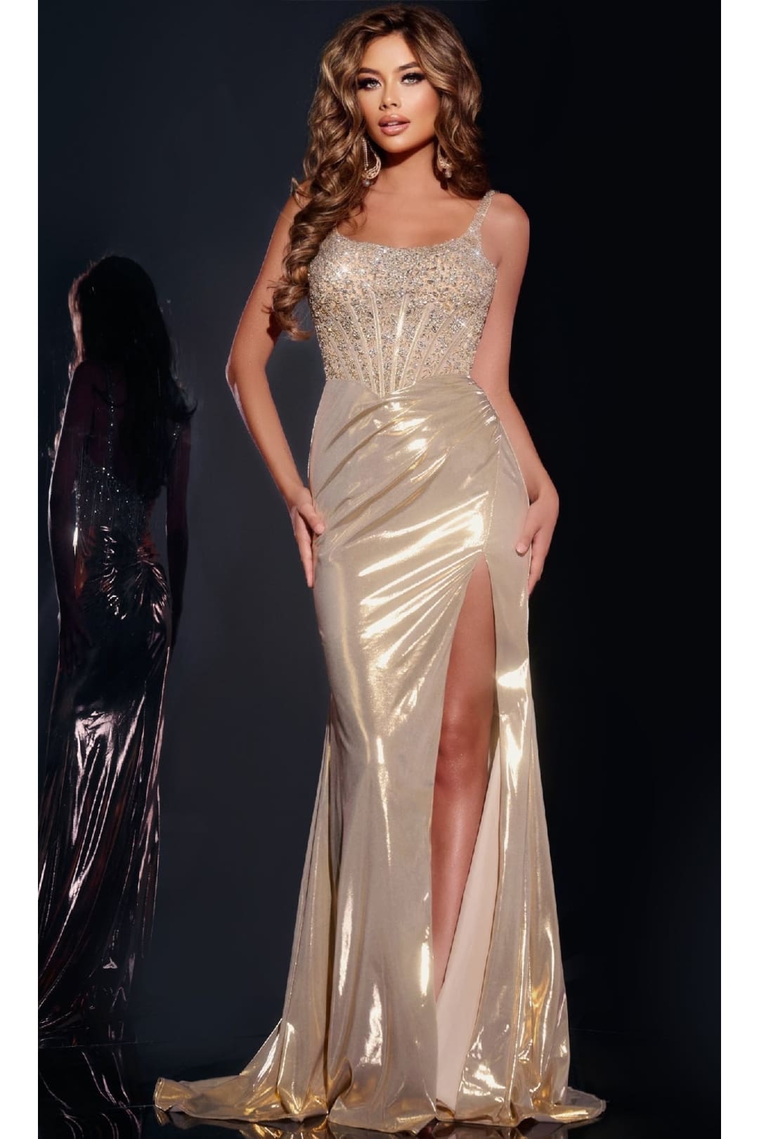 jovani gold prom dress Long Prom Dress: Jovani 42343