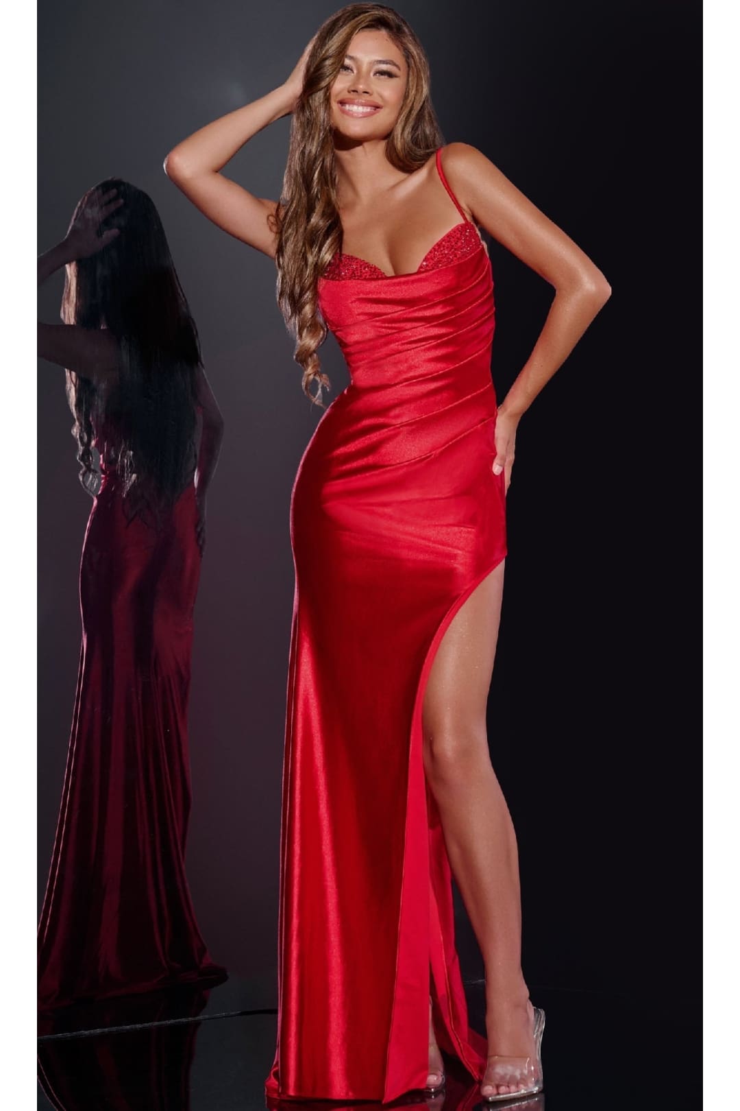 Long Prom Dress: Jovani 42370 - Red / Prom