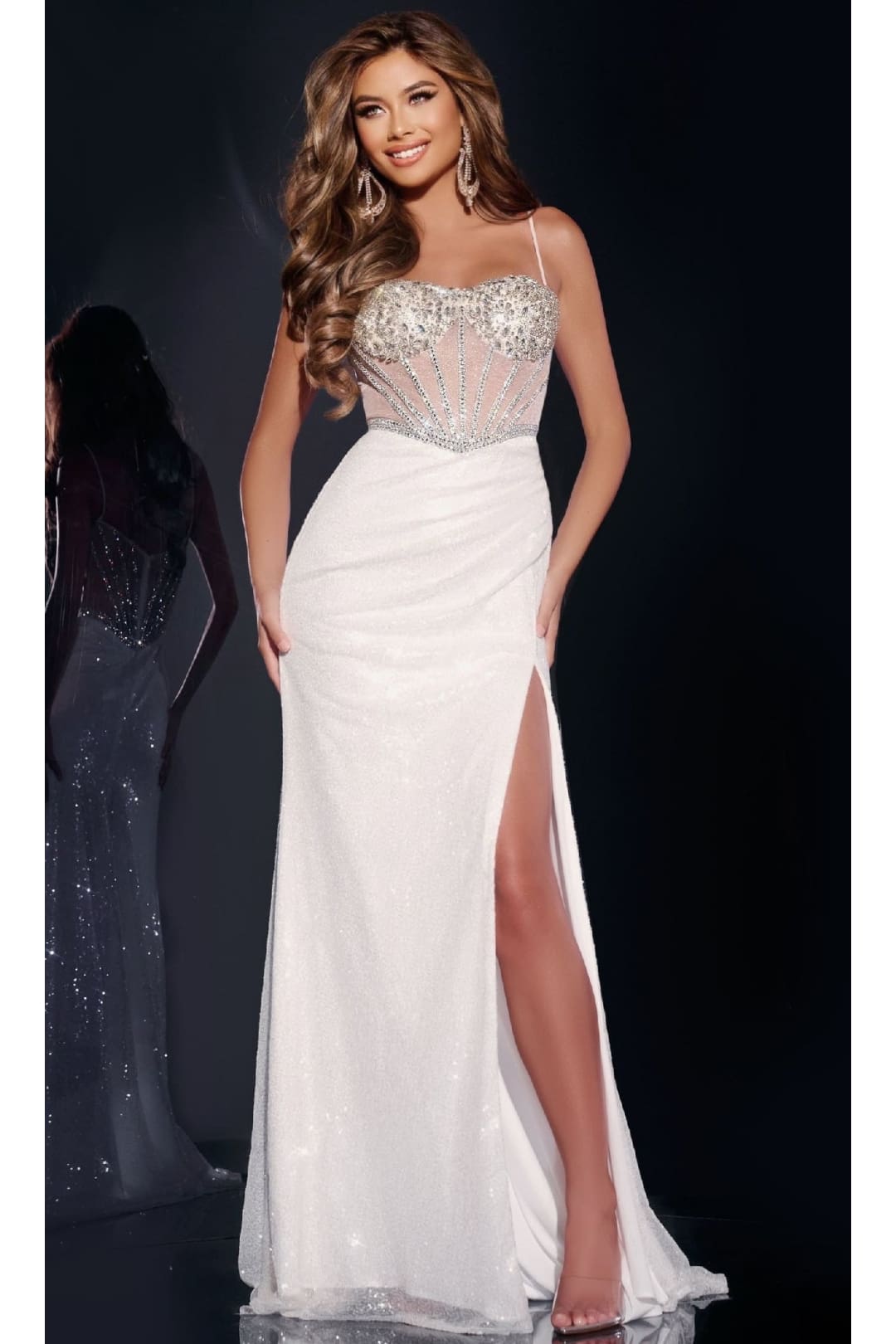 Long Prom Dress: Jovani 42460 - Ivory/Silver / Prom