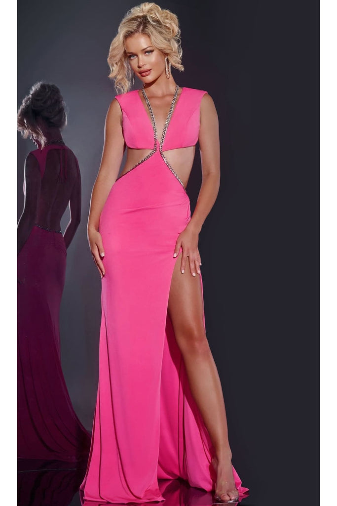 Long Prom Dress: Jovani 42675 - Hot Pink / Prom