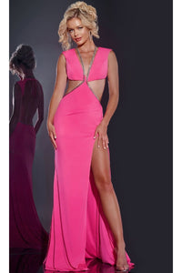 Long Prom Dress: Jovani 42675 - Hot Pink / Prom