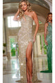 Long Prom Dress: Jovani 42677 - Gold / Prom