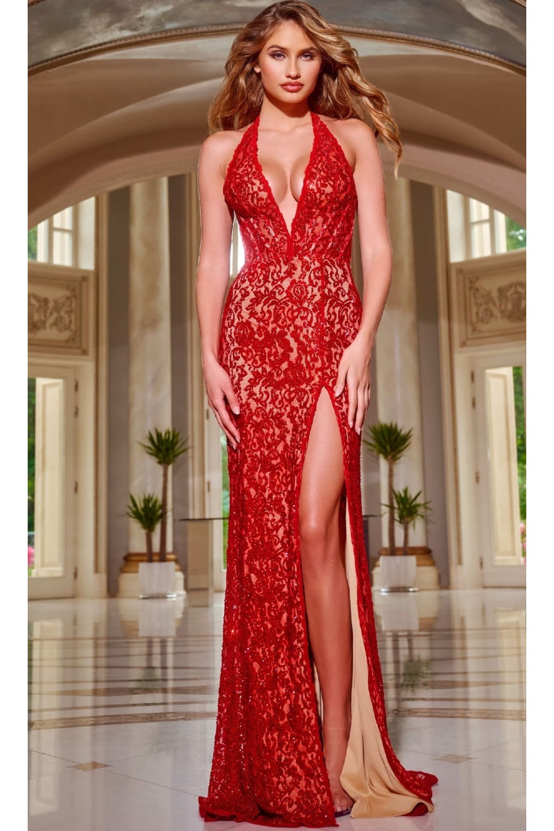 Long Prom Dress: Jovani 42724 - Red / Prom