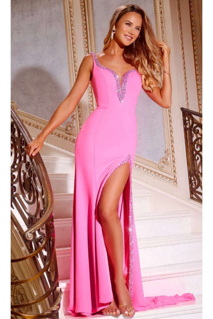 Long Prom Dress: Jovani 42899 - Hot Pink / Prom