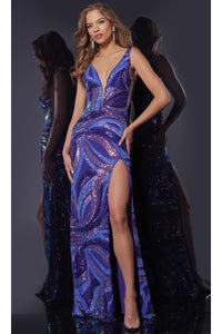 Long Prom Dress: Jovani 43059 - Iridescent Purple / Prom
