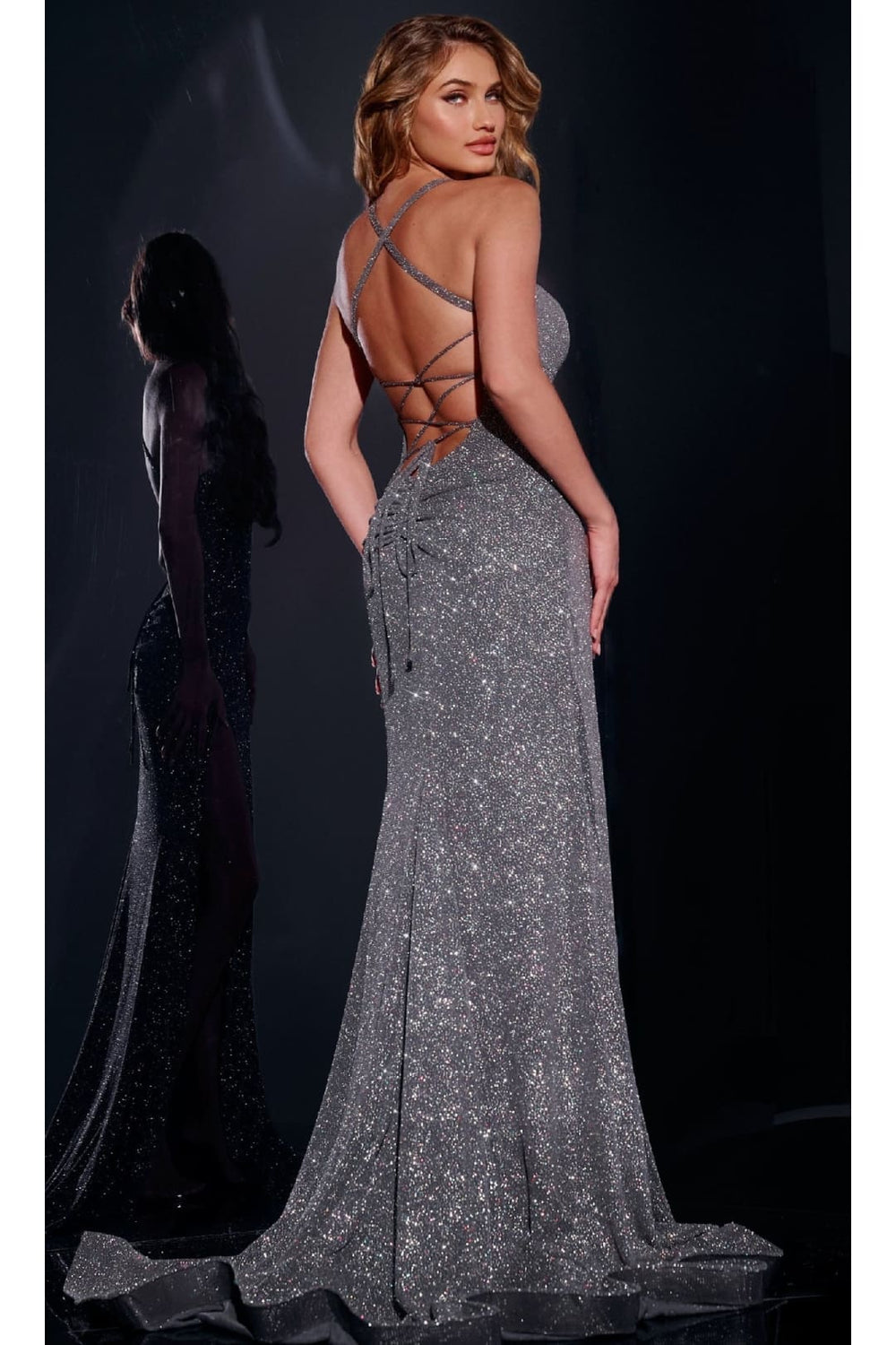prom dresses 202 Primavera Couture 4523 Beaded Slit Prom Long Formal Dress