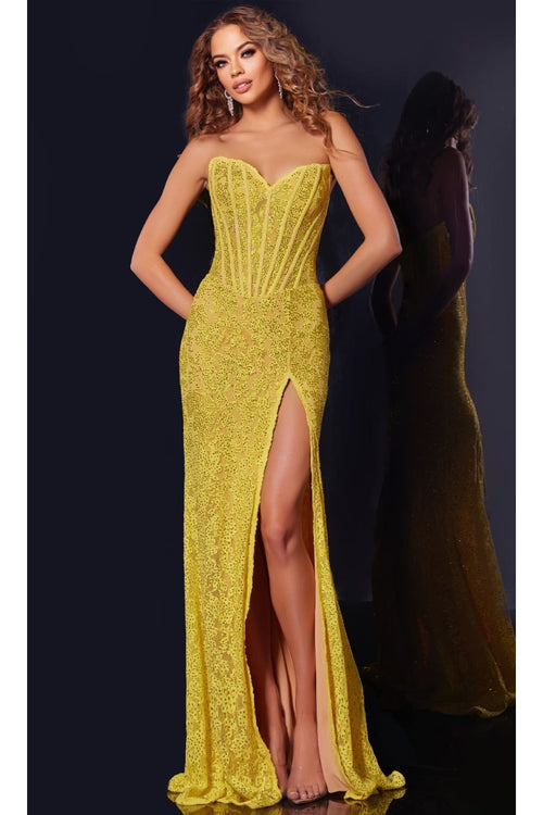Long Prom Dress: Jovani 43093 - Yellow / Apparel & Accessories > Clothing > Dresses