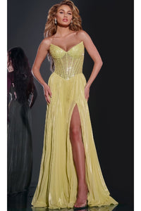 Long Prom Dress: Jovani 43115 - Light Green / Prom