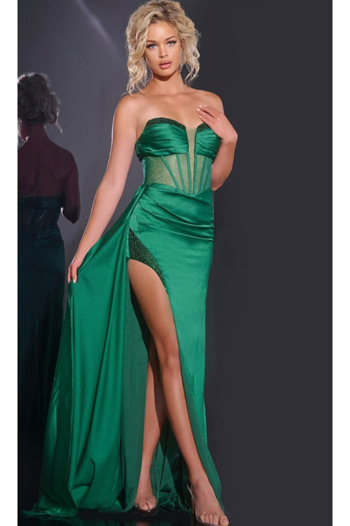 Long Prom Dress: Jovani 43157 - Emerald / Apparel & Accessories > Clothing > Dresses