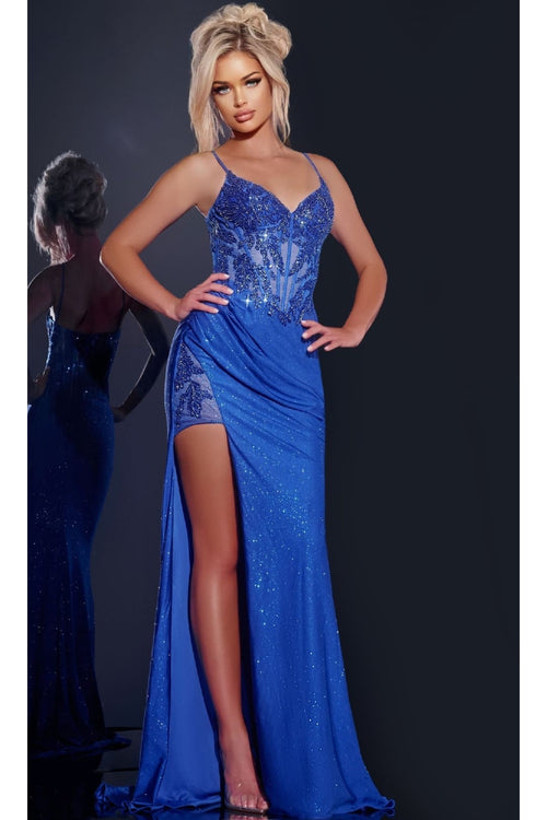 Long Prom Dress: Jovani 43283 - Royal / 00 - Apparel & Accessories > Clothing > Dresses