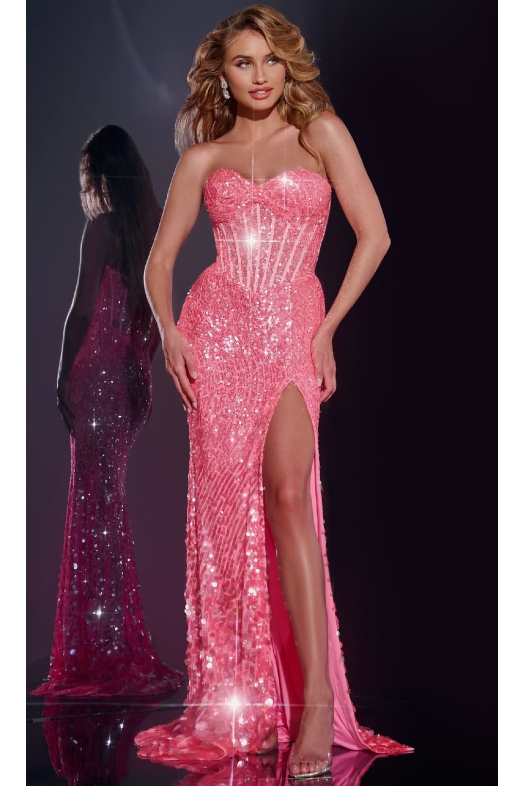Long Prom Dress: Jovani 43334 - Pink / Prom