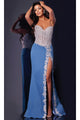 Long Prom Dress: Jovani 43341 - Off White/Denim / Apparel & Accessories > Clothing > Dresses