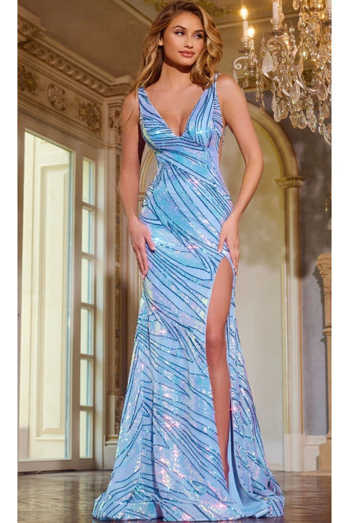 Long Prom Dress: Jovani 43407 - Light Blue / 00 - Apparel & Accessories > Clothing > Dresses