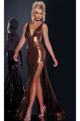 Long Prom Dress: Jovani 43572 - Brown / Prom