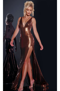 Long Prom Dress: Jovani 43572 - Brown / Prom