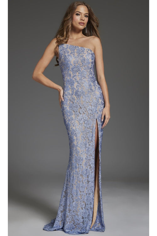 Long Prom Dress: Jovani 43753 - Blue/Nude / Apparel & Accessories > Clothing > Dresses
