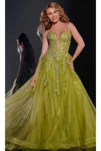 Long Prom Dress: Jovani 43849 - Green / Prom