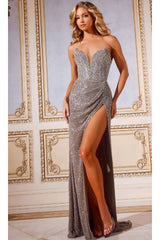 Long Prom Dress: Jovani 43921 - Gunmetal / Prom