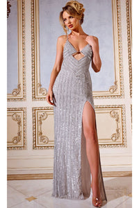 Long Prom Dress: Jovani 44191 - Silver / Prom