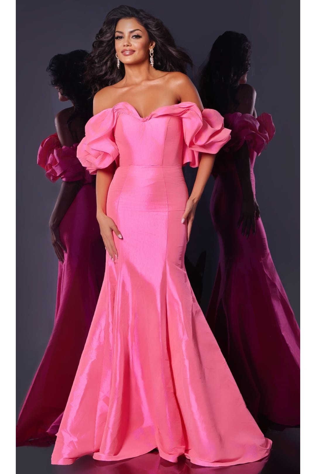 Long Prom Dress: Jovani 44271 Hot Pink