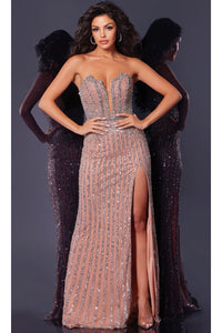 Long Prom Dress: Jovani 44330 - Dark Taupe / Prom