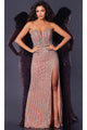 Long Prom Dress: Jovani 44330 - Dark Taupe / Prom