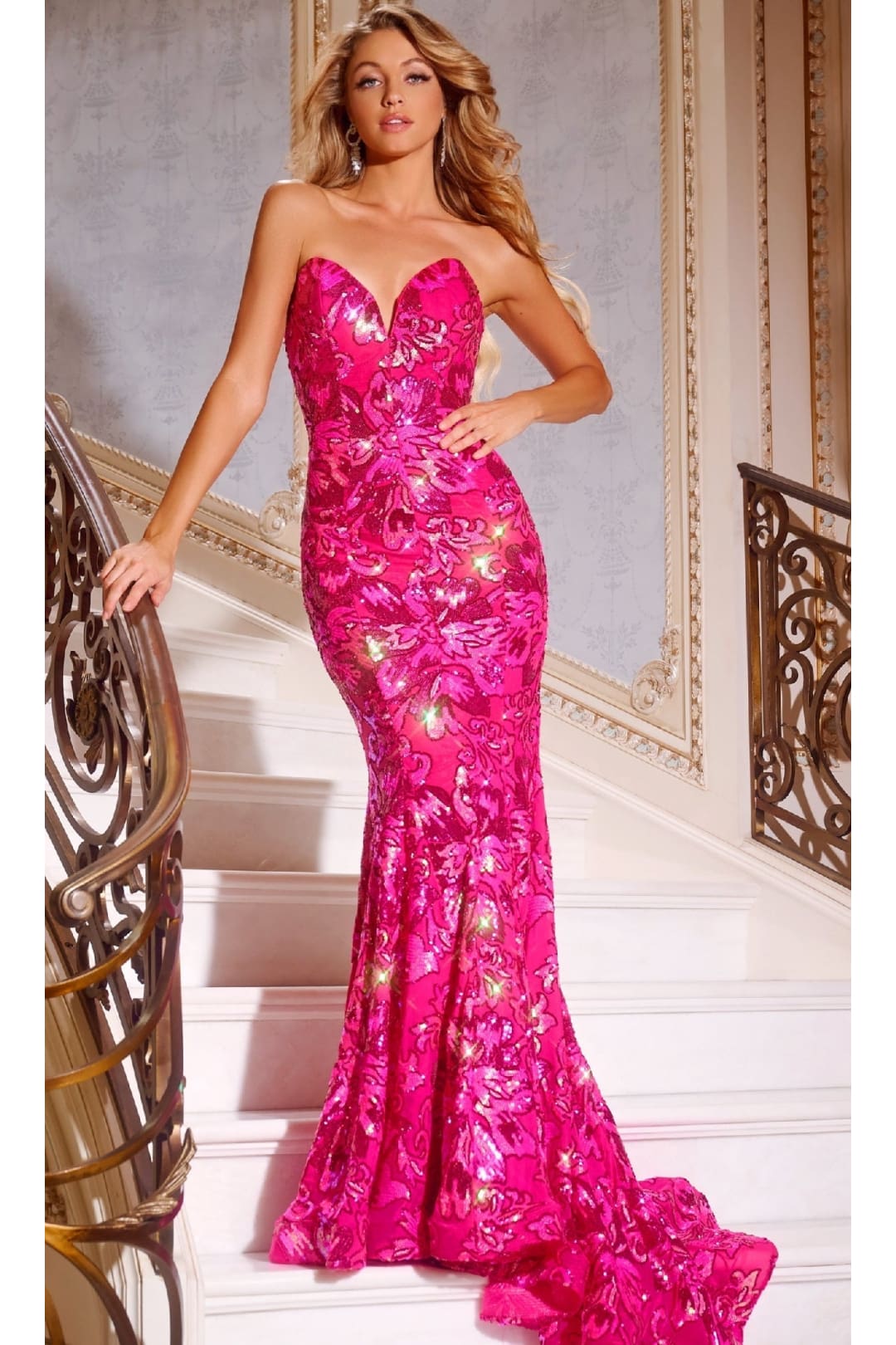 Long Prom Dress: Jovani 44340 - Pink / 00 - Apparel & Accessories > Clothing > Dresses