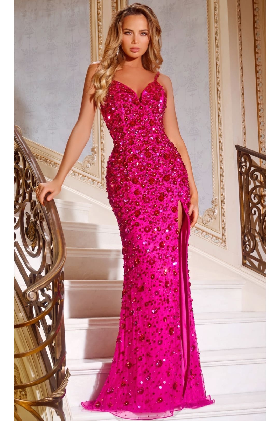 Long Prom Dress: Jovani 44440 - Fuchsia / Prom
